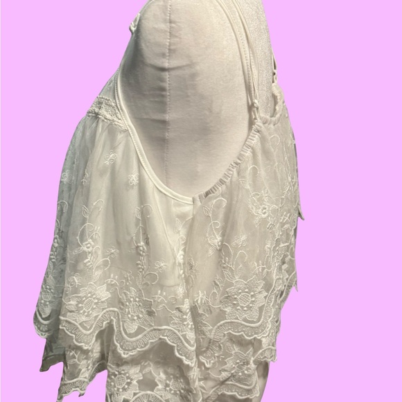 SHEIN 2XL White Lace Boho Layered Spaghetti Strap Tank Top Plus Size - Picture 4 of 7